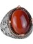 925 Ayar Gümüş El Yapımı Erkek Yüzük - Çeşitli Doğal Taşlarla Mevcut (Kırmızı Akik) 1