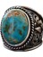 Doğal Mavi Jasper Taşı Büyük Zambak Desenli Sterlin Gümüş Erkek Yüzüğü - Cesur ve Şık 1