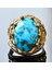 Erkekler Için 925 Ayar Gümüş Sultan Yüzük - Doğal 10 Karat Arizona Turkuaz Taşı 5