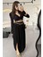 Hot Fashıon Kadın Büzgülü Uzun Kol Crop Bluzlü ve Derin Yırtmaçlı Maxi Boy Balon Etekli Ikili Takım 3