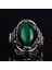 Aslan Sembolü Yüzük, Yeşil Kedi Gözü Taşlı Yüzük, 925 Ayar Gümüş Erkek Yüzük 4