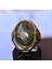 El Yapımı Vintage Tasarım Zümrüt Yüzük - 925 Ayar Gümüş Erkek Yüzük Altın Detaylarla (Jade) 5