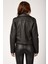 1025 Suni Deri Biker Ceket - Siyah 4