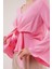 Üçaymoda Ön Bağlamalı Volan Kol Pembe Bluz 4