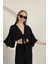 Müslin Kumaş Kimono-Siyah 4