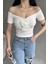 Kayık Yaka Gül Detaylı Crop Bluz 3