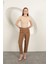 Modal Kumaş Duble Paça Kadın Pantolon-Kahve 3