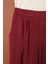 Modal Kumaş Duble Paça Kadın Pantolon-Bordo 2