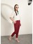 Modal Kumaş Duble Paça Kadın Pantolon-Bordo 4
