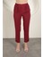 Modal Kumaş Duble Paça Kadın Pantolon-Bordo 5