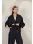 Müslin Kumaş Kimono-Lacivert 1