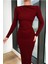 Bozz&bozz Collection Kadın Bordo Soft Touch Drape Detay Maxi Elbise 1
