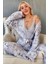 Gri Flore Exclusive Örme Sabahlıklı Kadın Pijama Takımı 1