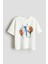 Kız Çocuk Pamuklu Ekru Suluboya Kelebek Desenli T-Shirt 1