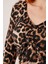 Leopar Desen Önü Büzgülü Basic Bluz 3