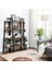 Köşe Rafı, Ayaklı Raf, Kitaplık, 4 Raflı Merdiven Rafı, Kolay Montaj, Sağlam Çelik Çerçeve, Oturma Odası, Yatak Odası, Balkon, Endüstriyel Tasarım, Eski Kahverengi-Siyah LLS34 x 2