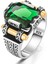 Gümüş Oktagon Kesim Yeşil Zirkon Taşlı Erkek Yüzük 1