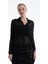 Siyah Transparan Uzun Kollu Polyester Kumaş Trend Kadın Mesh Gömlek 1