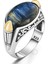 Gümüş Mavi Kaplan Gözü Taşlı Mermi Tasarım Erkek Yüzük 1