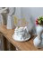 Dekoratif Çiçekli Kız Figürlü Tealight Mumluk, Modern Vazo Seti ve Yuvarlak Tepsi 2