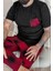 Bordo Siyah Ekose Cep Detay Kısa Kollu Erkek Pijama Takımı 4