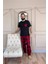 Bordo Siyah Ekose Cep Detay Kısa Kollu Erkek Pijama Takımı 5