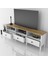 Venezia 3 Çekmece 3 Bölmeli Ahşap Ayaklı Tv 150 cm Tv Ünitesi - Minifiksli - Wood Beyaz 4