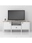 Venezia 2 Kapak 1 Çekmece Ahşap Ayaklı Tv 150 cm Tv Ünitesi - Minifiksli - Atlantik Çam / Wood Beyaz 2