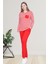 Mecit 6201 Kırmızı Çizgili Büyük Beden Kadın Pijama Takımı 1