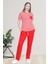 Mecit 6202 Kırmızı Çizgili Büyük Beden Kadın Pijama Takımı 1