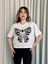 Oversize Beyaz Baskılı Crop Tişört 1