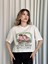 Oversize Beyaz Baskılı Crop Tişört 1