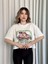 Oversize Beyaz Baskılı Crop Tişört 2