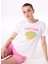Bisiklet Yaka Baskılı Beyaz Kadın T-Shirt F5SL-TST0430 1