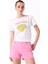 Bisiklet Yaka Baskılı Beyaz Kadın T-Shirt F5SL-TST0430 2
