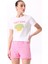 Bisiklet Yaka Baskılı Beyaz Kadın T-Shirt F5SL-TST0430 4