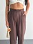 Kadın Yüksel Bel Rahat Paça Pantalon - Kahverengi 1