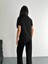Osy Modal Yumuşak Dokulu Kumaş Kısa Kollu Yakalı T-Shirt Pantalon Ikili Takım- Siyah 5