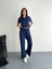 Osy Modal Yumuşak Dokulu Kumaş Kısa Kollu Yakalı T-Shirt Pantalon Ikili Takım- Lacivert 4