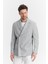 Vitao Erkek Bej Italyan Çizgili Kruvaze Yarım Astarlı Slim Fit Spor Blazer Ceket 3