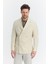 Vitao Erkek Bej Italyan Çizgili Kruvaze Yarım Astarlı Slim Fit Spor Blazer Ceket 1