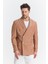 Vitao Erkek Bej Italyan Çizgili Kruvaze Yarım Astarlı Slim Fit Spor Blazer Ceket 2
