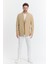 Vitao Erkek Bej Italyan Çizgili Kruvaze Yarım Astarlı Slim Fit Spor Blazer Ceket 1