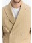 Vitao Erkek Bej Italyan Çizgili Kruvaze Yarım Astarlı Slim Fit Spor Blazer Ceket 3