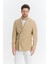 Vitao Erkek Bej Italyan Çizgili Kruvaze Yarım Astarlı Slim Fit Spor Blazer Ceket 4