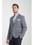 Bacco Erkek Lacivert Mono Yaka Kendinden Desenli Slim Fit Dar Kesim Blazer Ceket 3