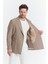 Vitao Erkek Bej Italyan Çizgili Kruvaze Yarım Astarlı Slim Fit Spor Blazer Ceket 2