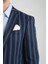 Adora Erkek Lacivert Bordo Italyan Çizgili Slim Fit Mono Yaka Esneyen Kumaş Blazer Ceket 2