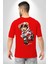 Profesyonel Motorcu Oyuncak Ayı Kadın Erkek Ön Minimal Sırt Baskılı Kırmızı Pamuklu Tişört 5