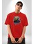 Barış Savaşçısı Goril Kadın Erkek Ön Baskılı Kırmızı Pamuklu Tişört Penye Klasik 5